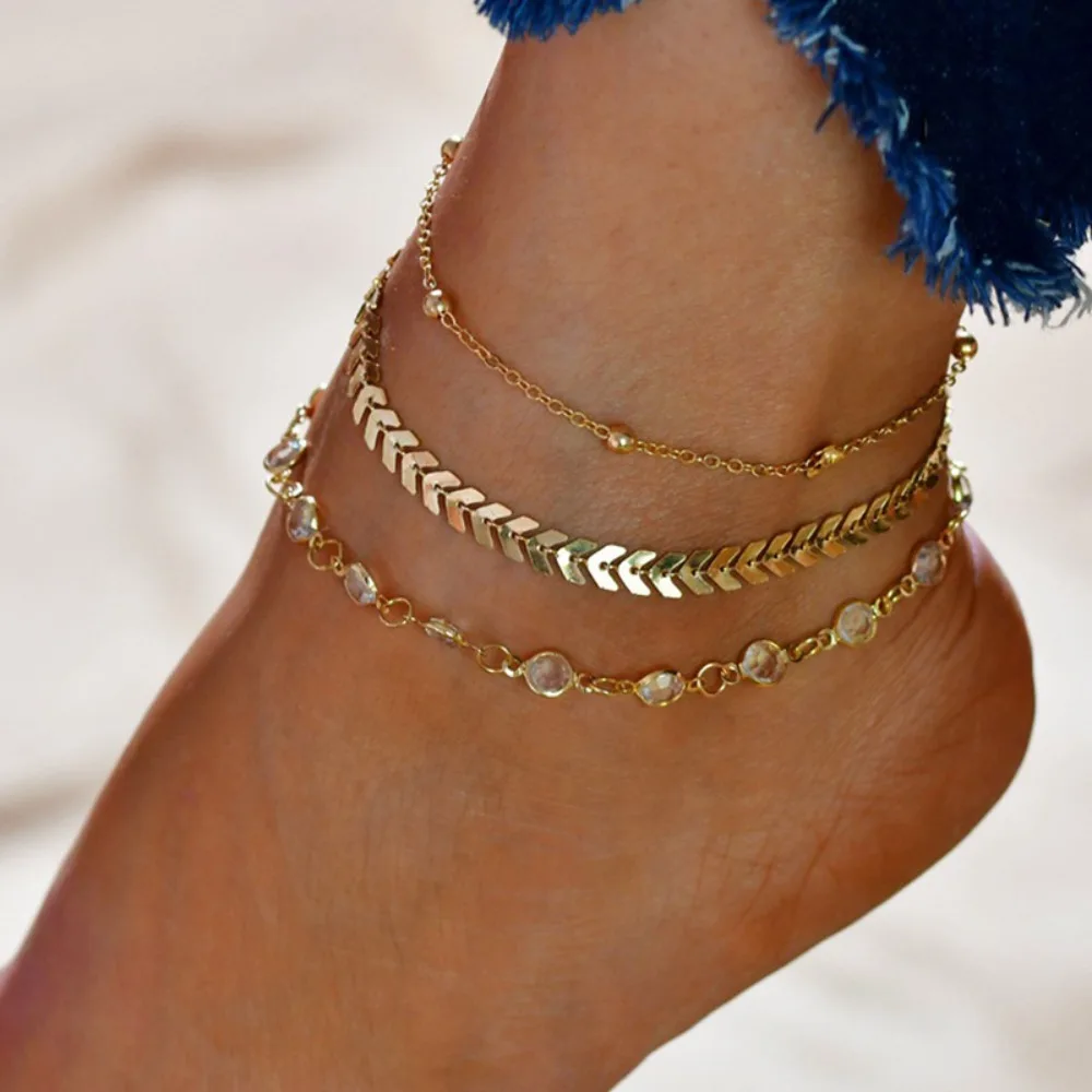 1PC Women Ankle Bracelet Adjustable Feet Pendant Chain Beach Beads Foot Chain Jewelry
