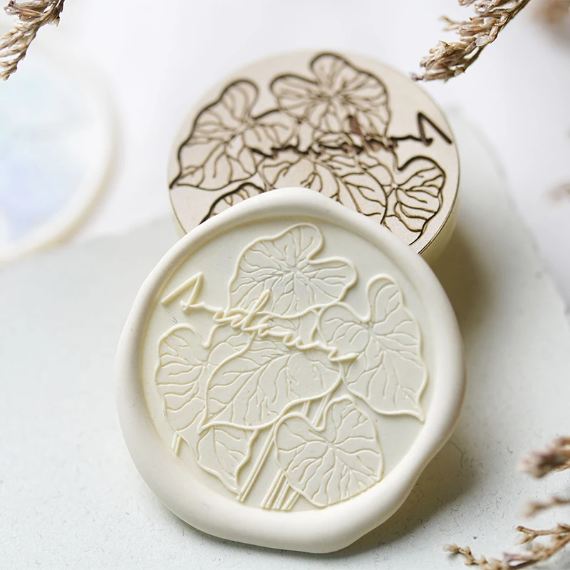 New 3cm Wax Seal Stamp Fire Lacquer Multi-Layer Carved Large Leaf Wax Seal Stamp Brass Head DIY Envelope Sealing Toy