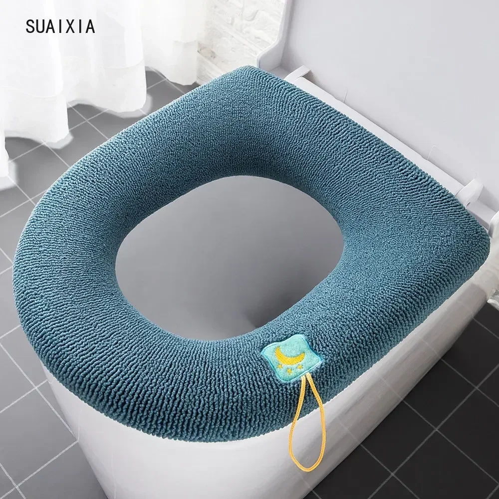 Household Warm Soft Thicken Toilet Seat Cover  Warmer Closestool Mat Bathroom Toilet Seat Cover Universal Plush Toilet Cushion 6