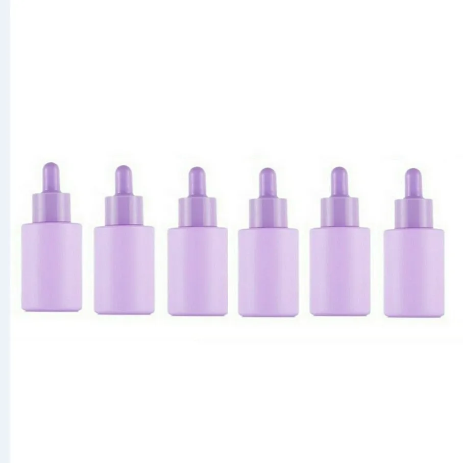 

30ml 1 oz colored glass dropper bottle for cosmetic frosted serum bottle pink purple cosmetic bottles with colored dropper lids