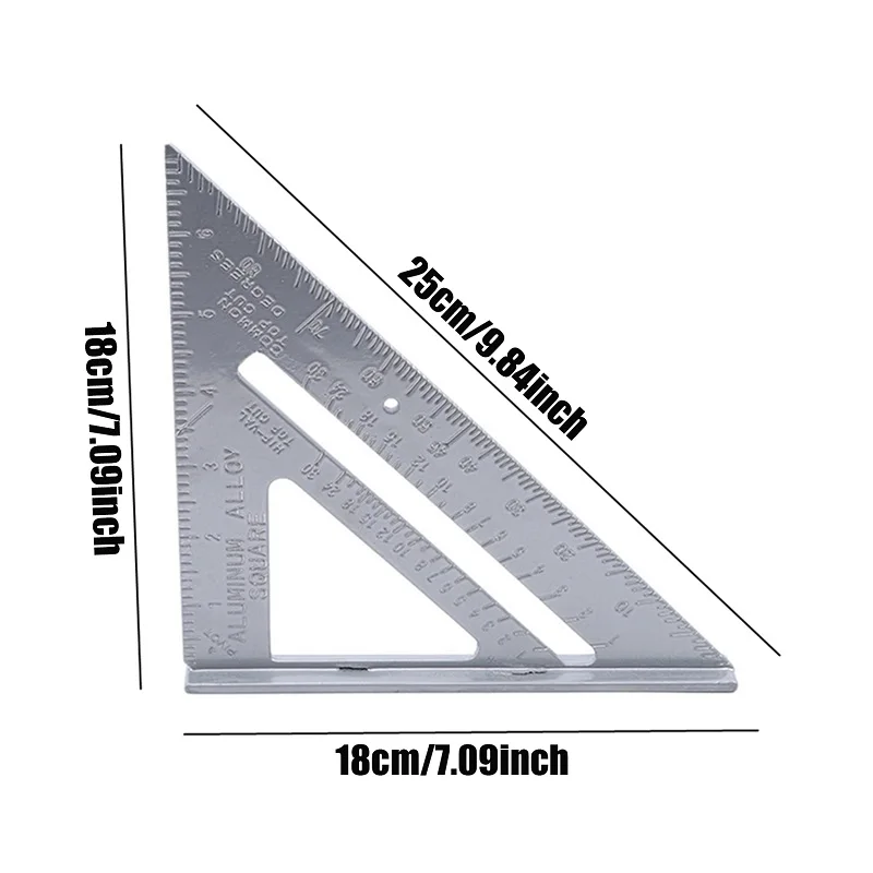Triangle Ruler 7Inch Measurement Tool Aluminium Alloy Carpenter Set Square Angle Woodworking Tools Try Square Triangular