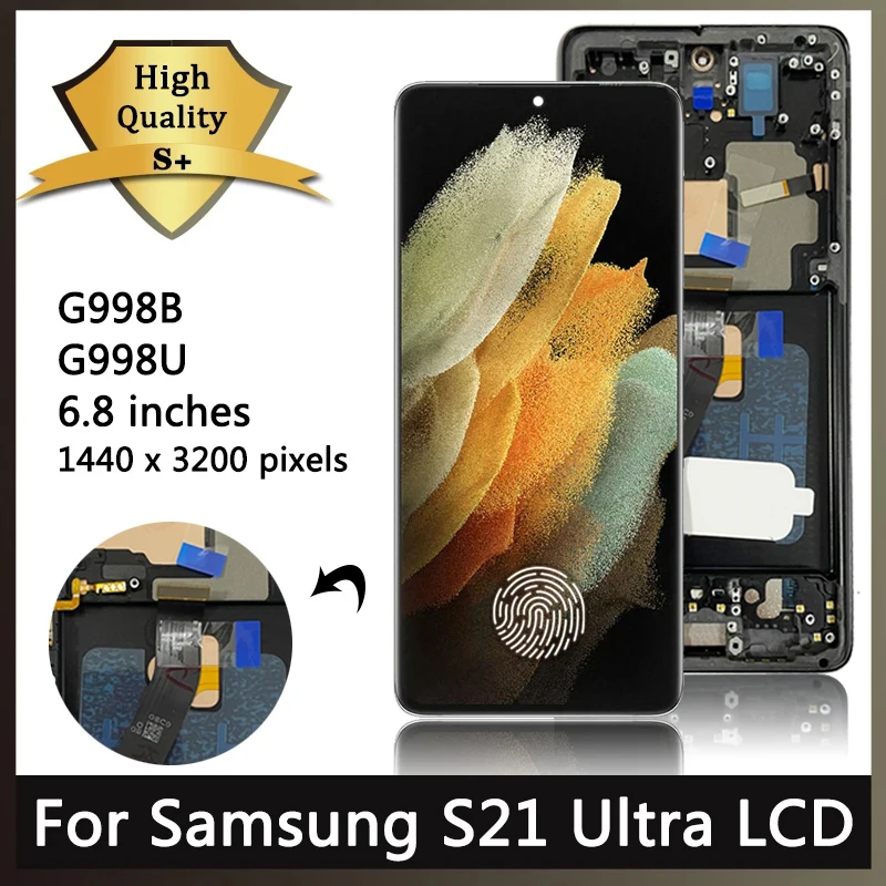 OLED-дисплей с рамкой для Samsung S21 Ultra 5G G998 G998U G998B