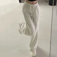 Women Basic White-gray Black Elastic Sports Trousers Lady Wide Leg Straight Leg Pants Female Versatile High Waisted Sweatpants - Image 4