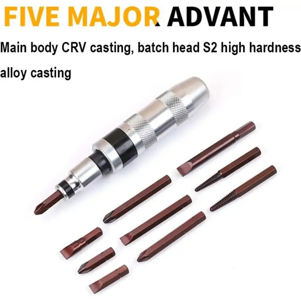 

Hardware Tools Knockable Impact Batch 7pc Iron Box Impact Screwdriver Durable Disassembly Impact Batch Set