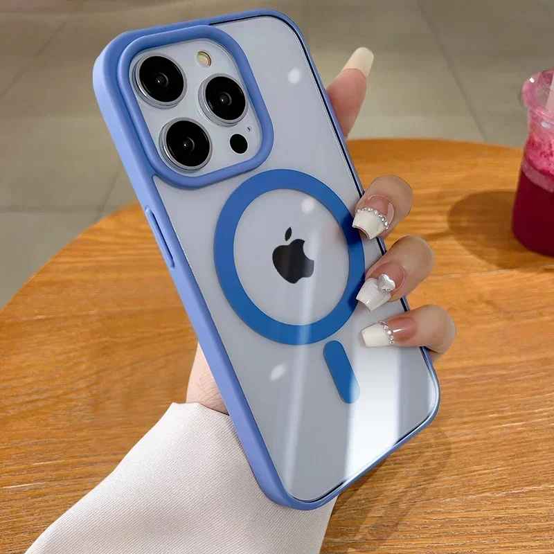 thumbnail image 1 of Luxury Clear Shockproof Magsafe Charge Phone Case for iPhone 15 14 Plus 13 12 11 Pro Max Mini X XR XS Magnetic Soft Bumper Cover, 1 of 5