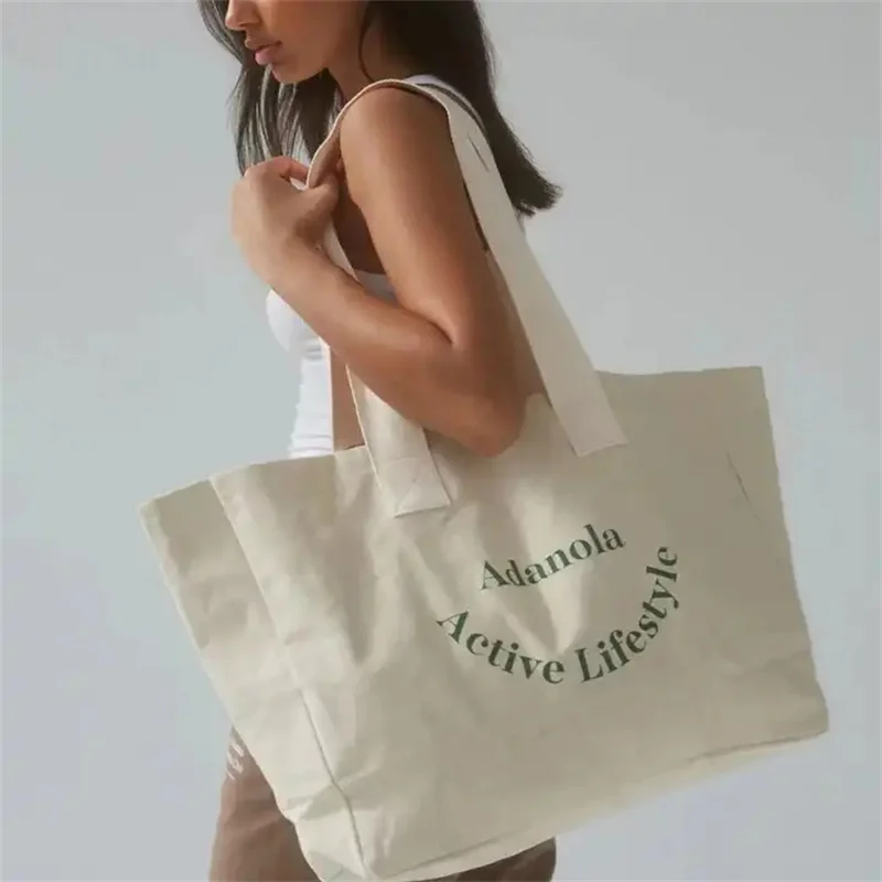 여성용 대형 캔버스 쇼핑 토트백, 커스텀 로고, 천연 코튼 패브릭 핸드백, 대형 주말 파티, 해변, 도매, 100 개