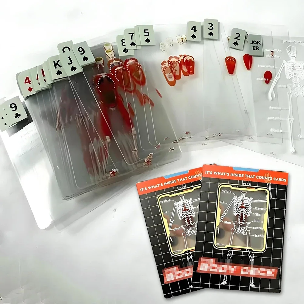 The Body Deck Cards Reusable 3D Image Educational Cards Multi-Purpose Body Transparent Playing Cards for Friend Gifts