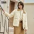 Down Jacket Women Medium Length Light Weight Corduroy Collar  Winter New Vintage Three-Proof Coat
