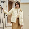 Semir Down Jacket Women Medium Length Light Weight Corduroy Collar 2024 Winter New Vintage Three-Proof Coat 1