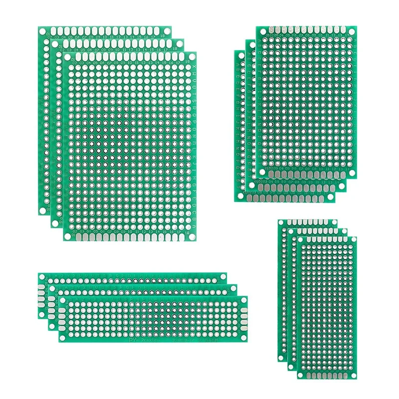 

12 Pcs Double Side PCB Board, Prototype PCB Universal Printed Circuit Board With 4 Sizes , For DIY Soldering Projects
