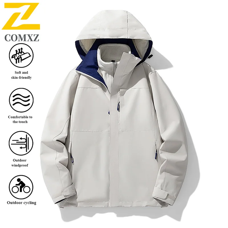 EiAO Windbreaker 3-in-1 Detachable Waterproof Men's Women's Winter Hiking Jacket Thermal Windproof Outdoor Travel Camping Coat