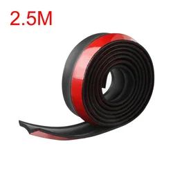 Universal Car Front Bumper Lip Protector - 2.5m Black Rubber Strip for Enhanced Protection and Style (2.5M Black)