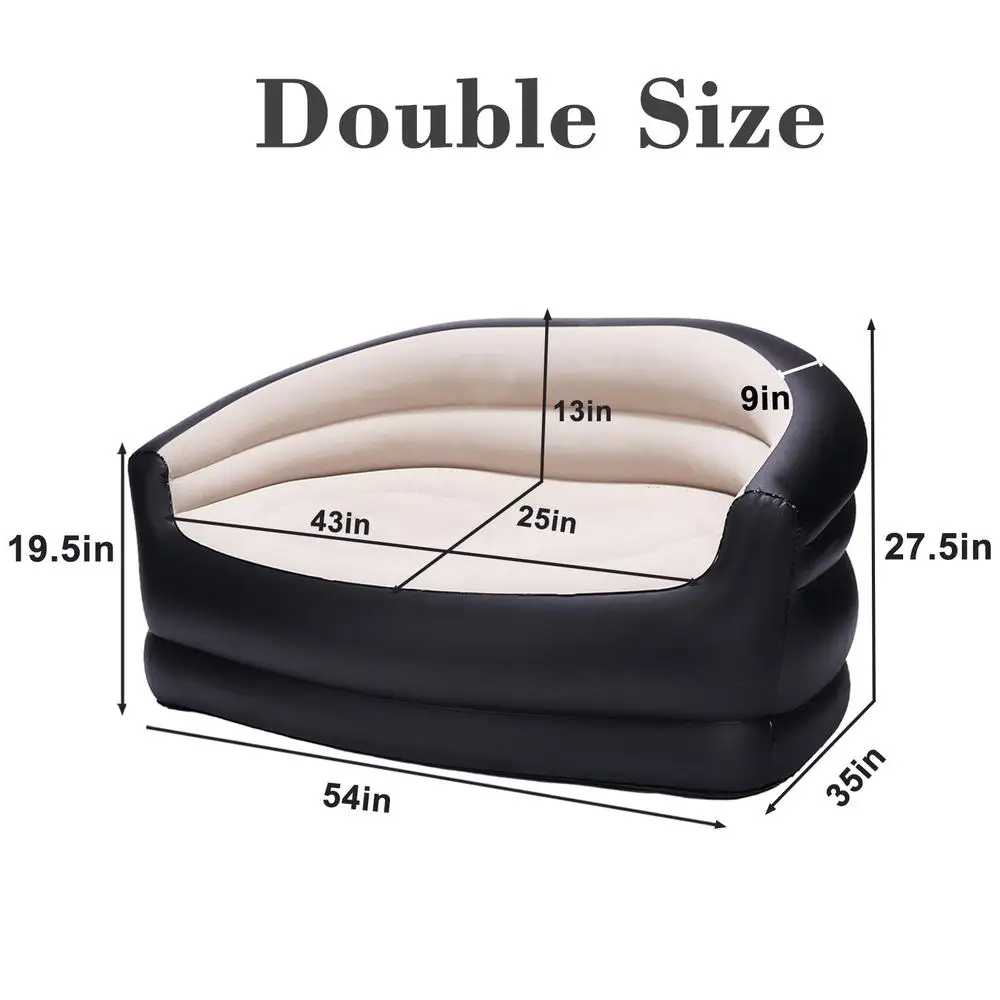 Inflatable Sofa Comfortable Flocked Air Couch Perfect Home Outdoor Camping Travel No Pump Required 4