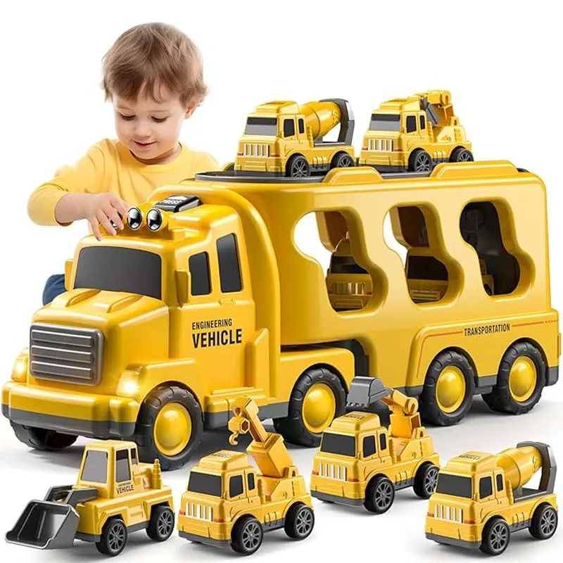 

Construction Truck Toys Cars for Toddlers Boys Transport Vehicle Carrier Truck Car Set with Light Music Christmas Birthday Gifts