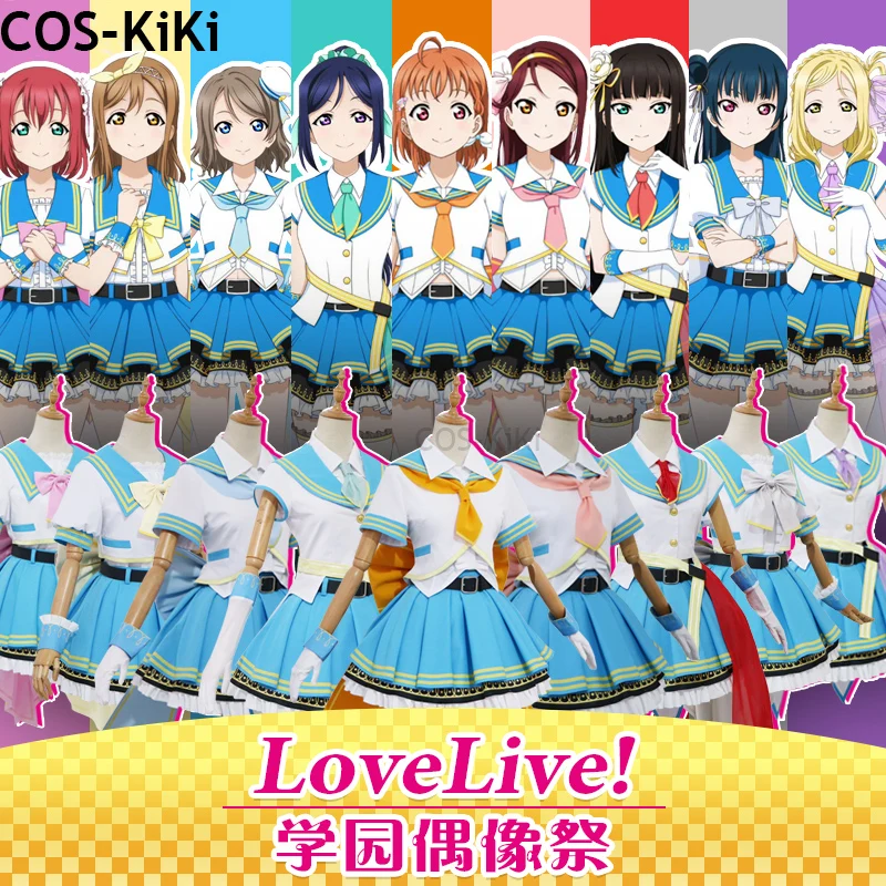 

COS-KiKi Anime Lovelive! SIF2 Sunshine Aqours Chika Riko Yoshiko All Members Game Suit Lovely SJ Cosplay Costume Party Outfit