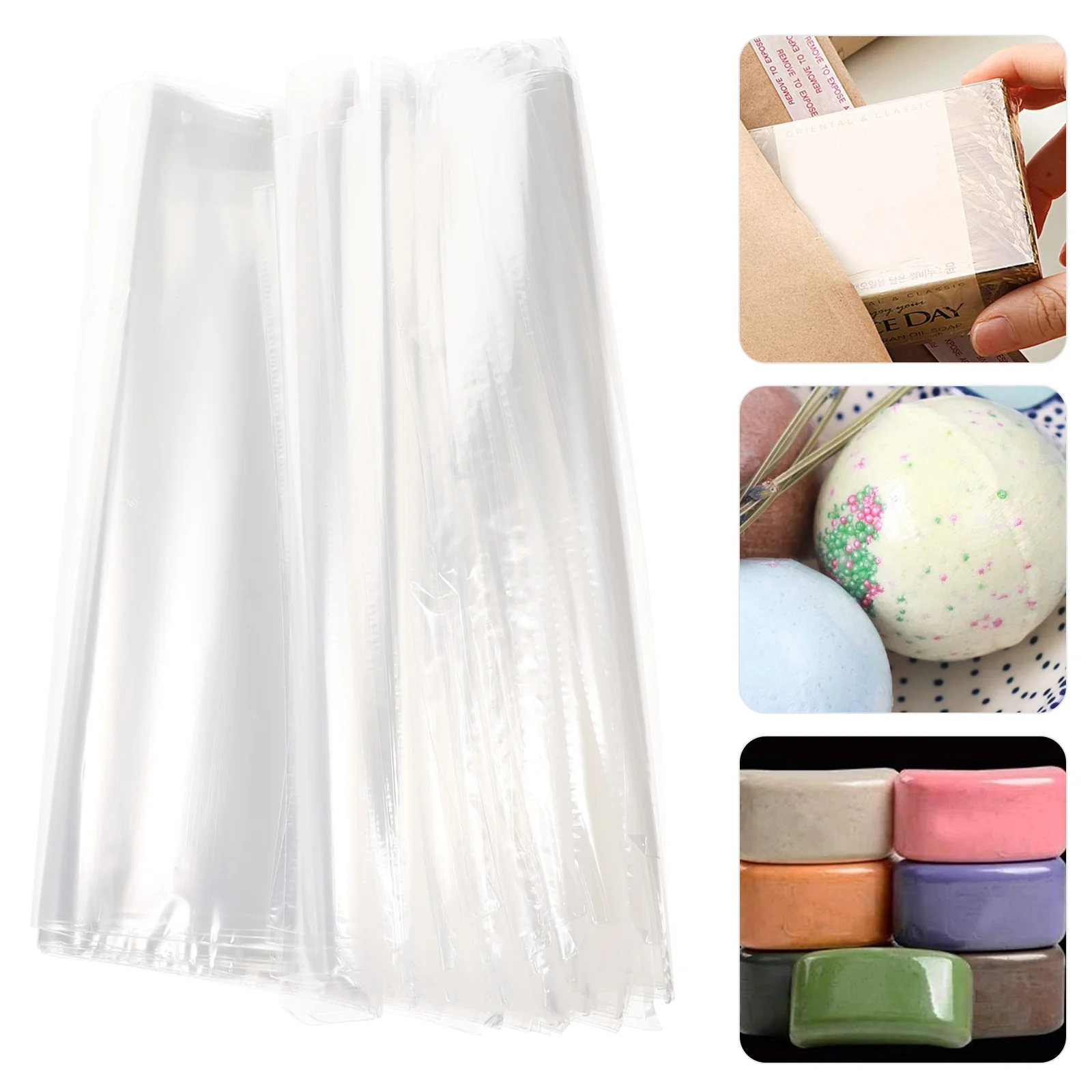 

200pcs Clear POF Flat-mouthed Heat Shrink Bag Shrinkable Packaging Sealer Bag
