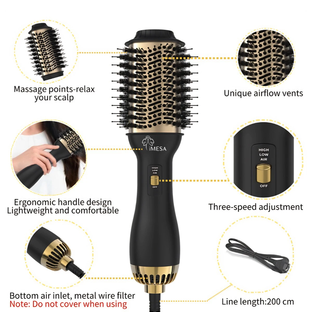 4 In 1 Hot Air Brush Styling Comb One-Step Heating Comb Hair Straightening Brush for Straight Curly Professional Hair Dryers 3