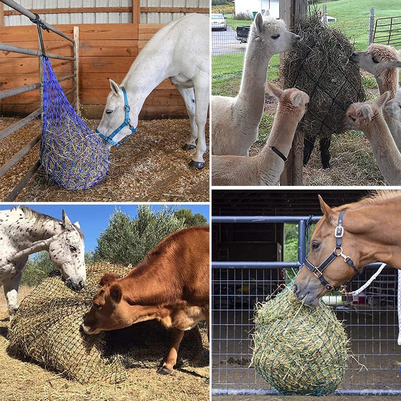 Red de nailon para el cuidado de caballos, productos duraderos para el cuidado de los caballos, Red de heno hueco pequeño, equipo de Haynet rojo/verde