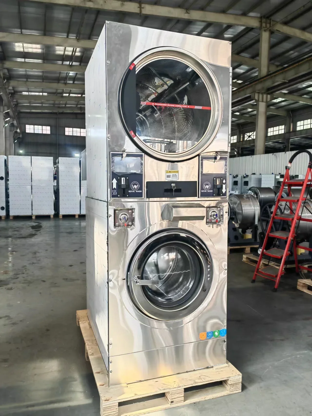 Washing Machines Industrial Commercial Coin-operated Stacked Washer and Dryer Laundry  for Laundromat 2