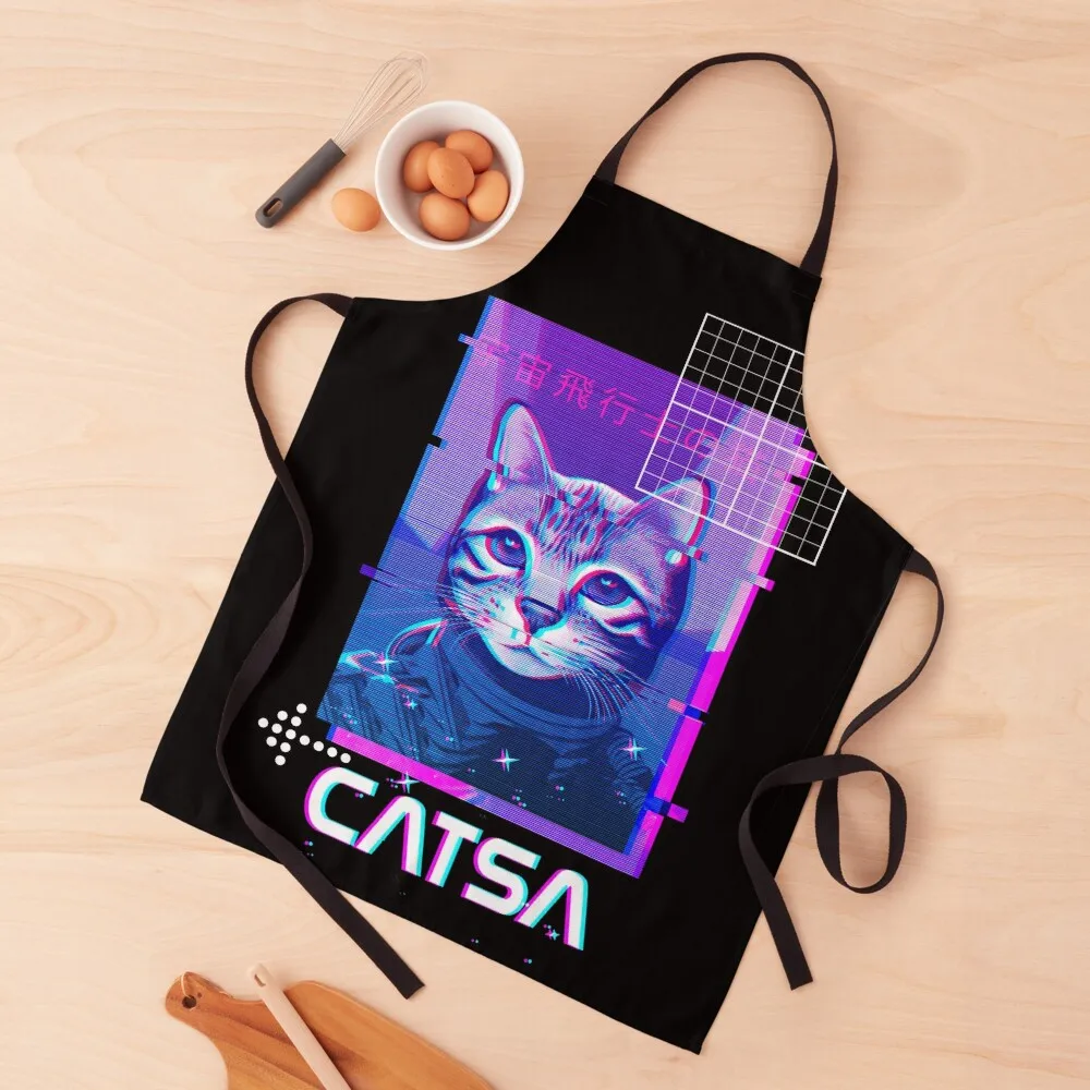 

Vaporwave Cat 3 Apron Men's Kitchen Woman Kitchen Apron