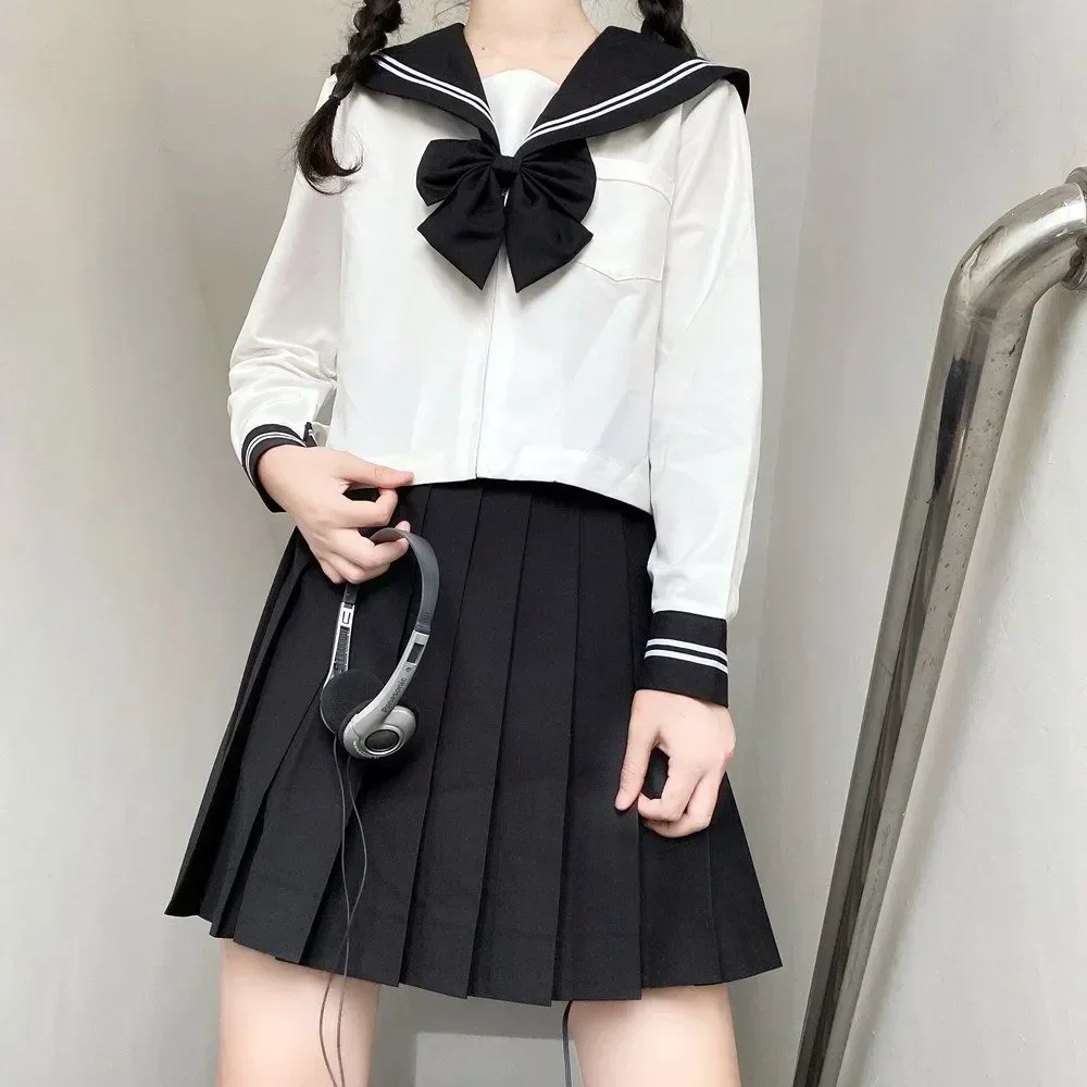 

Sailor Japanese Women Basic Black Navy Uniform School Sets Cartoon Girl Costume