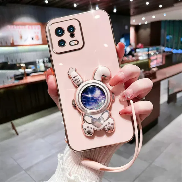 Funda con soporte de conejo de arena movediza para Xiaomi Redmi Note 12 Pro Plus 12S 11 11S 10 9 Pro 8T 10S 9S 12C A1 Plus 10C con cordón