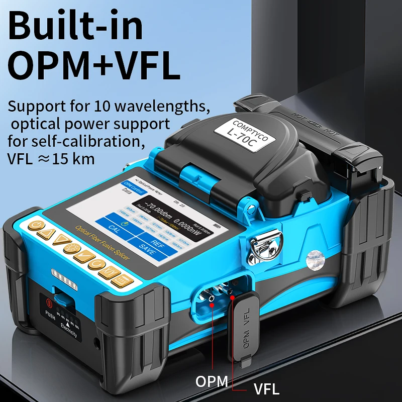 COMPTYCO L-70C 광섬유 융착접속기 10개 언어 지원 터치스크린 6모터 미니 광섬유 융착기 내장 OPM VFL