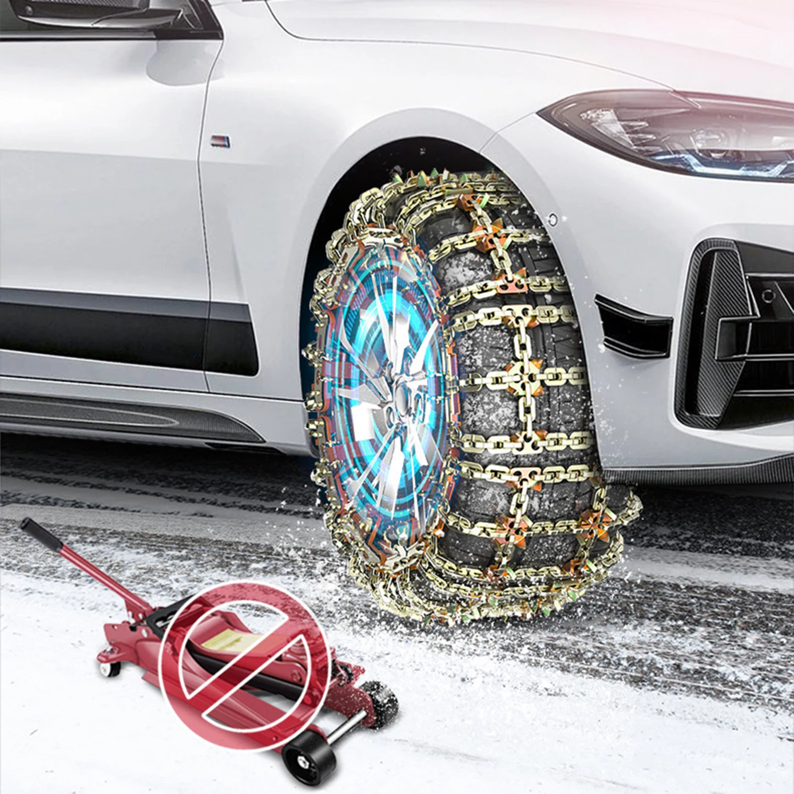 Anti Skid Tire Snow Chains Portable Tire Traction Chain for Cars Suvs Trucks Vehicles Emergency Car Chain For Snow and Ice