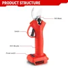 30MM Brushless Electric Pruning Shear 2 Gears Battery Puner Rechargeable Fruit Tree Bonsai Garden Tools For Makita 18V Battery 3