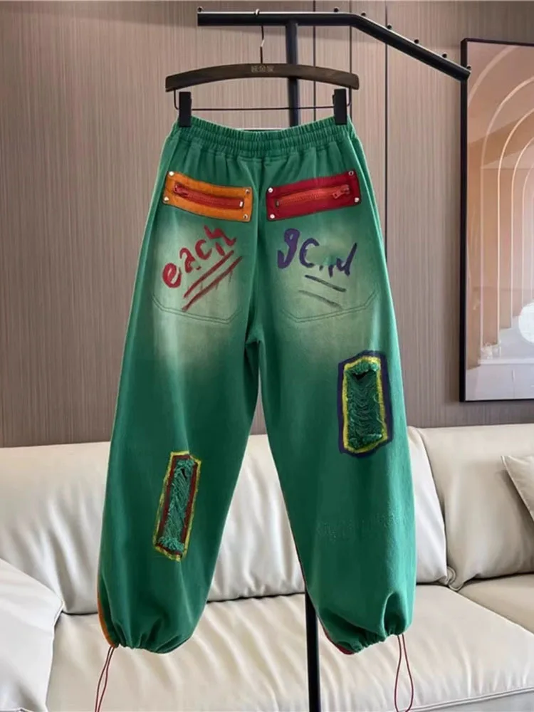 Jeans dipinti donna 2024 autunno nuovi pantaloni in denim da