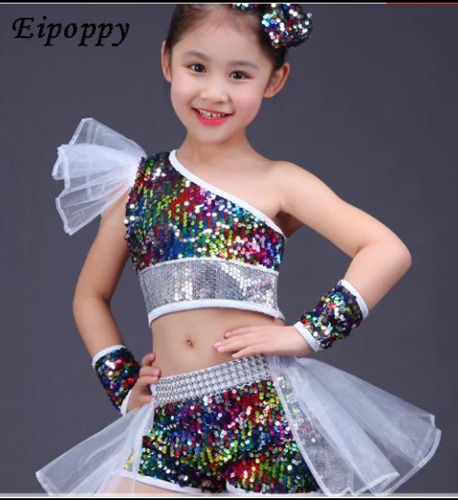 

Dance Wear Girls Jazz Dance Street Dance Performance Costumes Children's Modern Model Catwalk Sequin Costumes Skirts