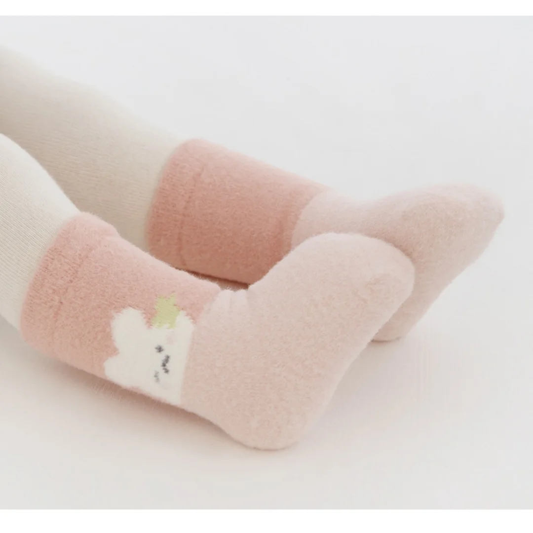 5 Pairs Baby Socks Autumn Winter Fleece-Lined Thick Cartoon Children's Indoor Toddler Kids Socks Boys Girls Baby Socks 0-5Y