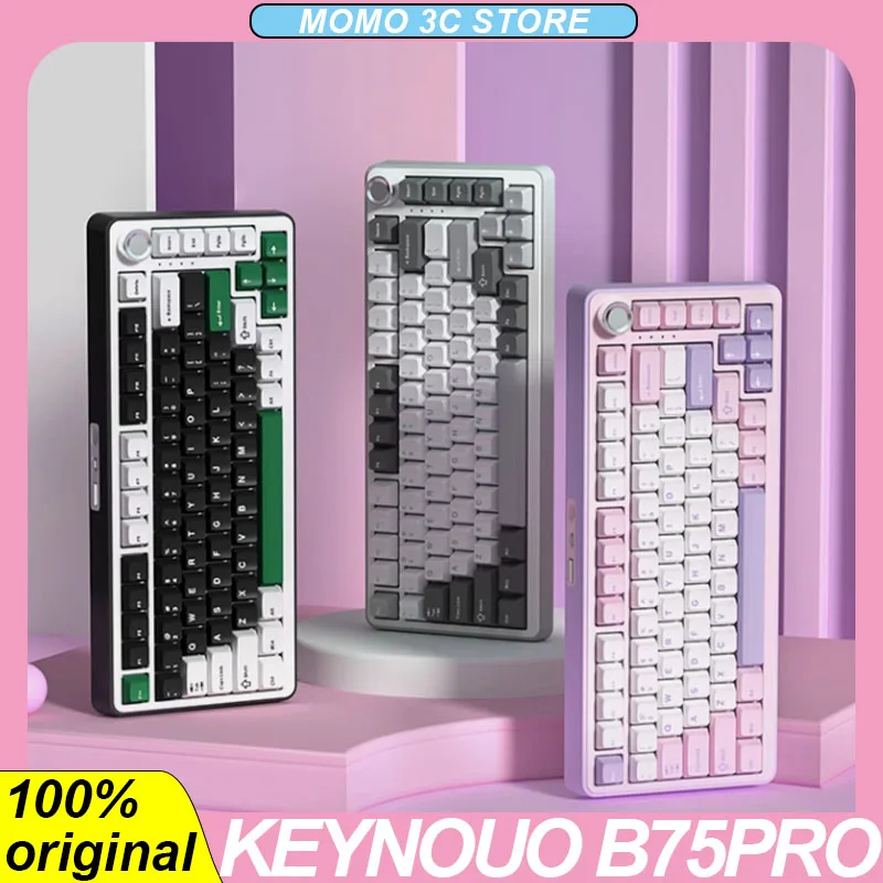 

Keynouo B75pro Mechanical Keyboard Bluetooth 2.4G Wireless Three Mode Hot-Swap RGB Gasket PBT Keycap Gaming E-sports Keyboards