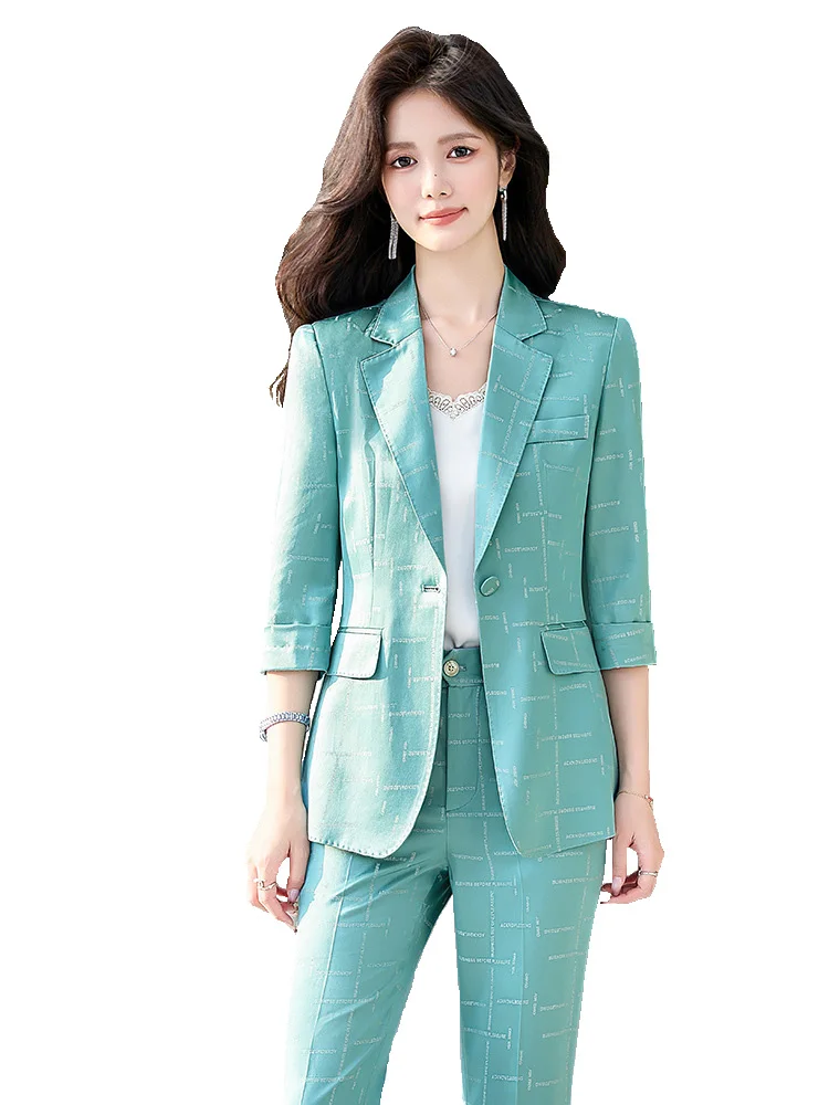 high-end-suits-women-three-quarter-summer-new-thin-casual-formal-professional-blazer-and-pants-sets-office-ladies-work-wear