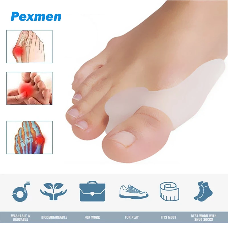 Pexmen 2/4/8Pcs Gel Toe Separator Bunion Bone Ectropion Adjuster Toes Outer Appliance Foot Care Tools Hallux Valgus Corrector