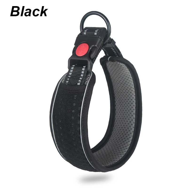 Collar reflectante para perros, collar para mascotas, cuerda de tracción para mascotas, adecuado para neopreno suave, acolchado, nailon transpirable, collar ajustable para mascotas
