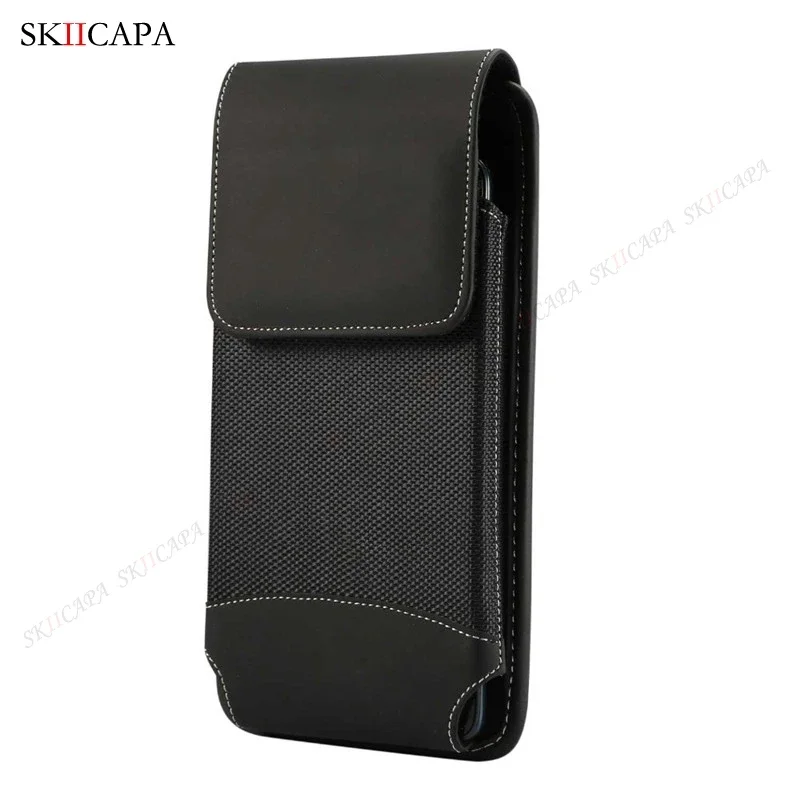 Oxford Cloth Phone Holster with Belt Clip and Leather Accents - Enhanced Waist Bag and Wallet Case