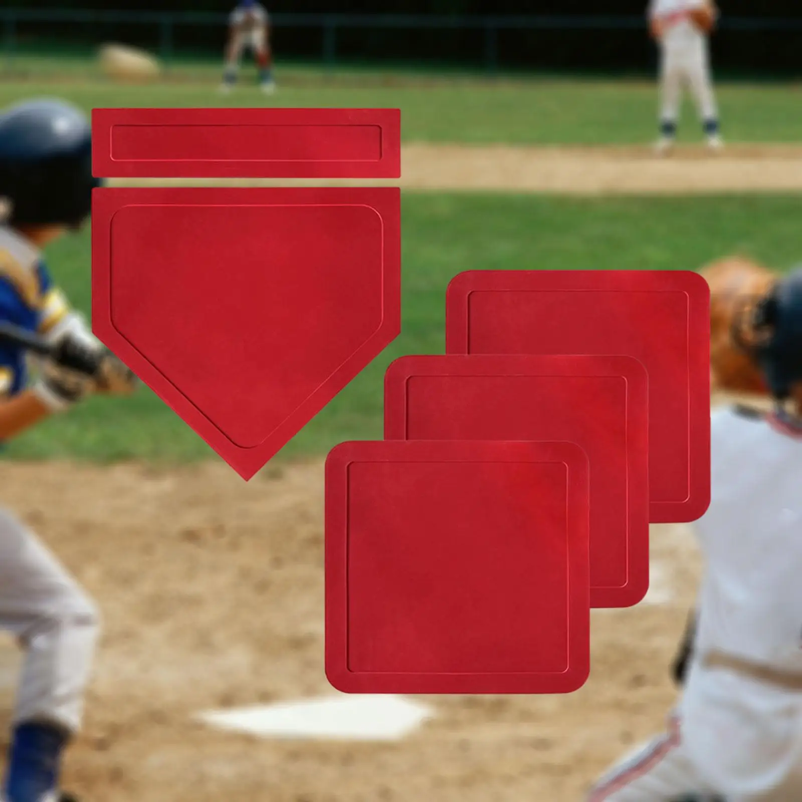 Baseball Bases Set Red Throw Down Rubber Bases for Teeball Backyard Kickball