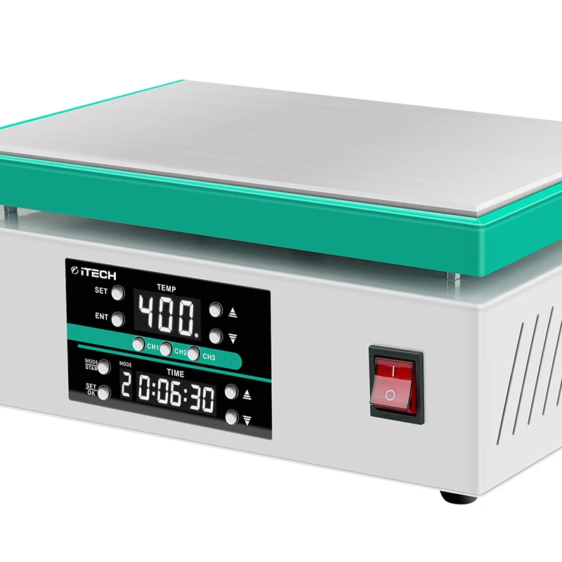 고효율 스마트 PCB 가열 플레이트, 6mm 항공 알루미늄, 3개 메모리 채널, 듀얼 타이머 모드 가열 플랫폼