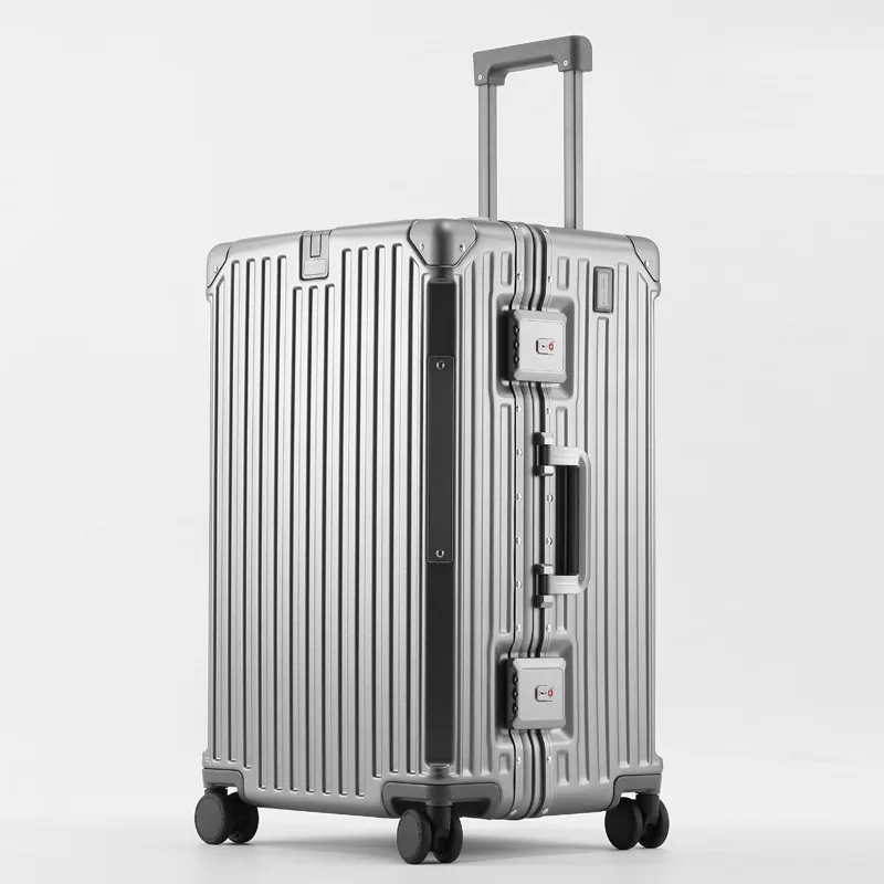 New Large Capacity Luggage Women's Durable Thickened Aluminum Frame Suitcase Men's Rechargeable Business Luggage 32-In trunk