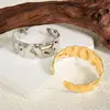 1/2Pcs Stainless Steel Women Irregular Textured Open Cuff Bangle Bamboo Leaves Ear Of Wheat Hammered Chunky Men Bracelet Jewelry 2