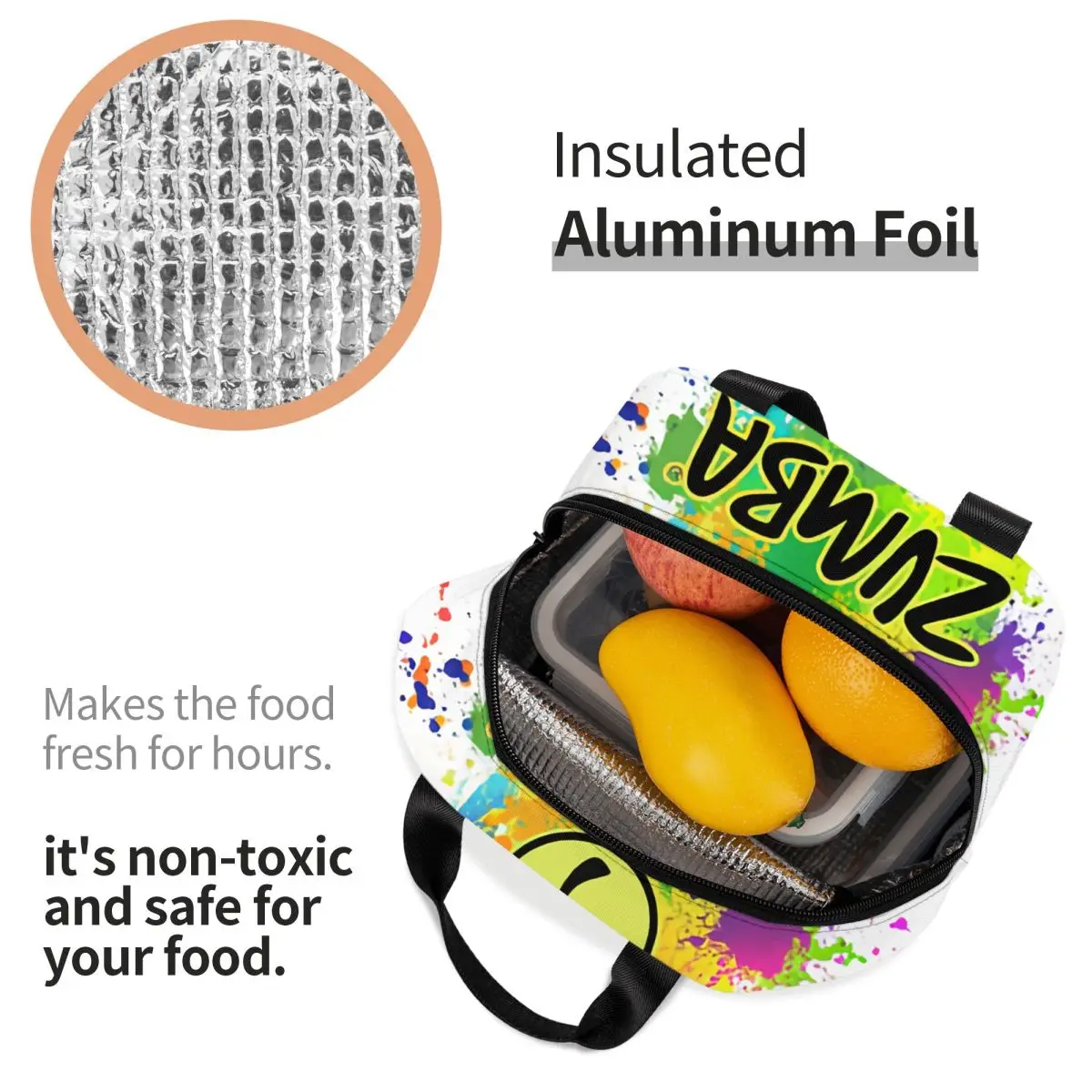 Custom Fitness Zumbas Insulated Lunch Bag for Women Resuable Dance Cooler Thermal Bento Box Office Picnic Travel 5