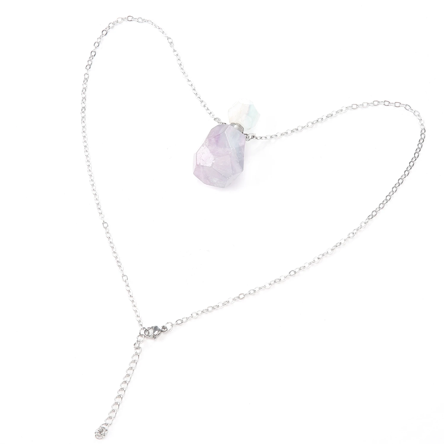 Natural Crystal Shaped Oval Original Stone Perfume Bottle Pendant Fashion Personality Party Pendant Use Pendant Anytime Anywhere