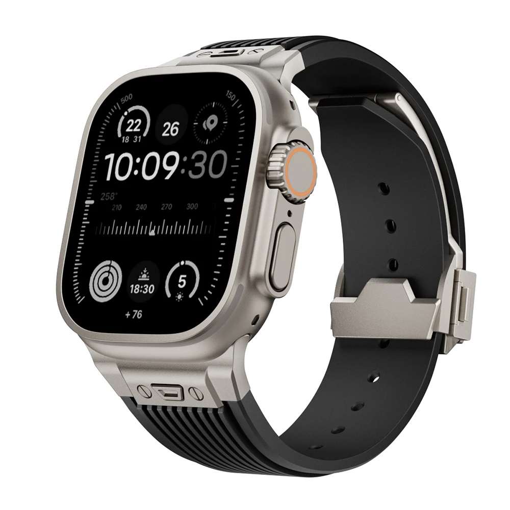 

Ремешок силиконовый для Apple Watch, водонепроницаемый удобный браслет с титановой пряжкой, подходит для IWatch