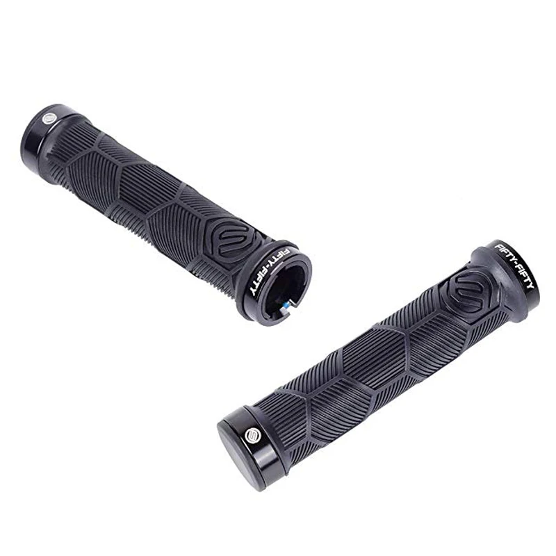 FIFTY-FIFTY MTB-handgrepen, fietshandgrepen van antislip rubber, Single Lock -on fietshandgrepen/stuurgrepen MTB voor mountainbike, enduro, downhill, trail, e-bike (grijs FIFTY-FIFTY MTB-handgrepen, fietshandgrepen van antislip rubber, Single Lock -on fietshandgrepen/stuurgrepen MTB voor mountainbike, enduro, downhill, trail, e-bike (grijs