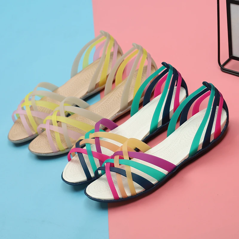 Flat Jelly Sandals Women Summer Soft Bot Anti-Slip Rain Beach