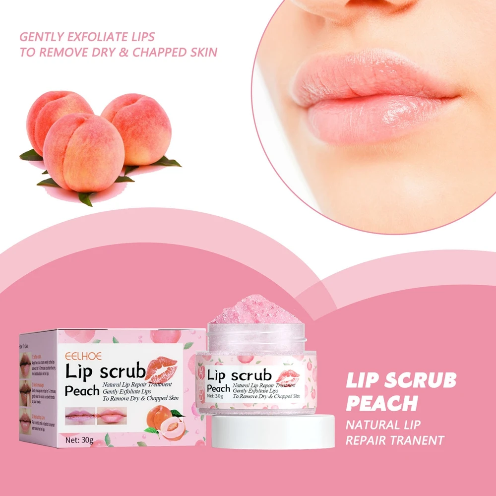 Sd955898b35d4470f8cabe2e083fcc87bw Peach Lip Scrub Exfoliating Lightening Fade Lip Lines Anti Dryness Removing Dead Skin Moisturizing Care Makeup Lip care