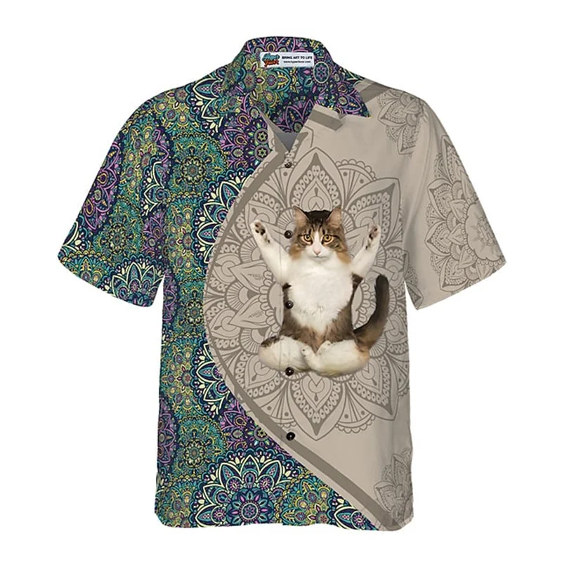 

2023 Pet Print Shirt Men's Hawaiian Top Men's Clothing Loose Breathable Men's Shirt Street Outdoor Clothing Fashion Short Sleeve