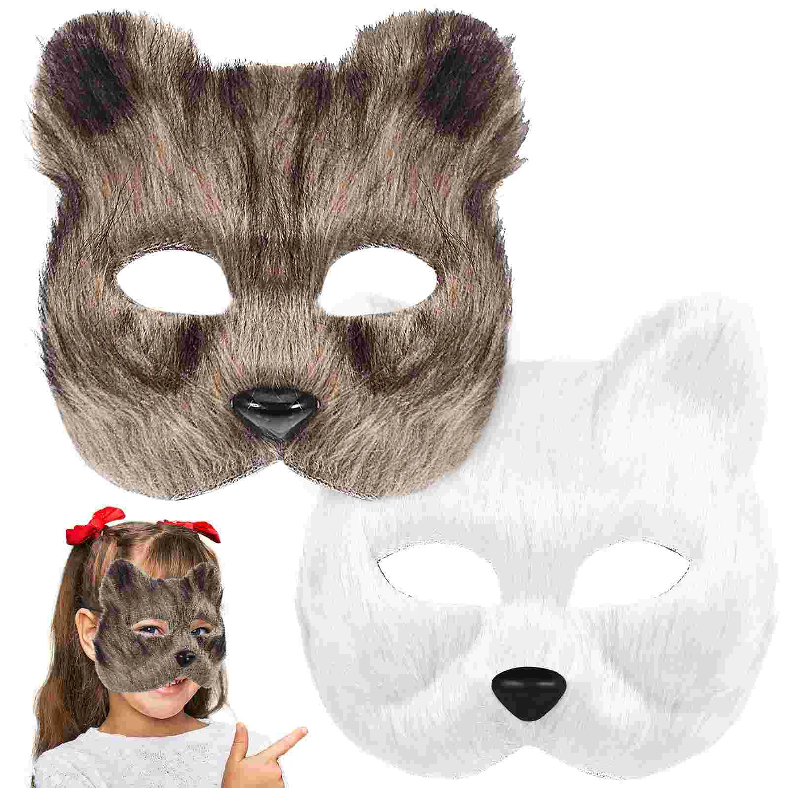 

2 Pcs Halloween Costumes Animal Mask Masquerade Prop Masks Fox Party Men and Women