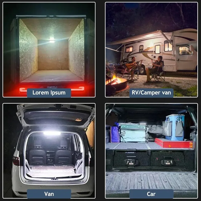 72LED Truck Cargo Light 12-80V Wide Voltage Waterproof Interior Lights Panel for RV Camper Van Cabin Super Bright Ceiling Lamp